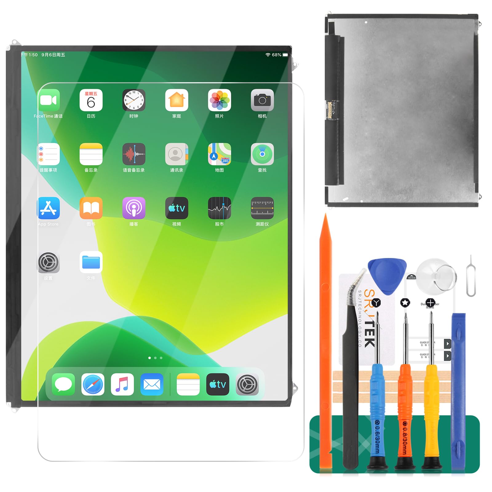 SRJTEK for iPad 2 LCD Diplay for iPad2 A1395 A1396 A1397 Matrix Screen Replacement Digitizer Assembly Repair Parts Kits (Not Include Touch Screen)