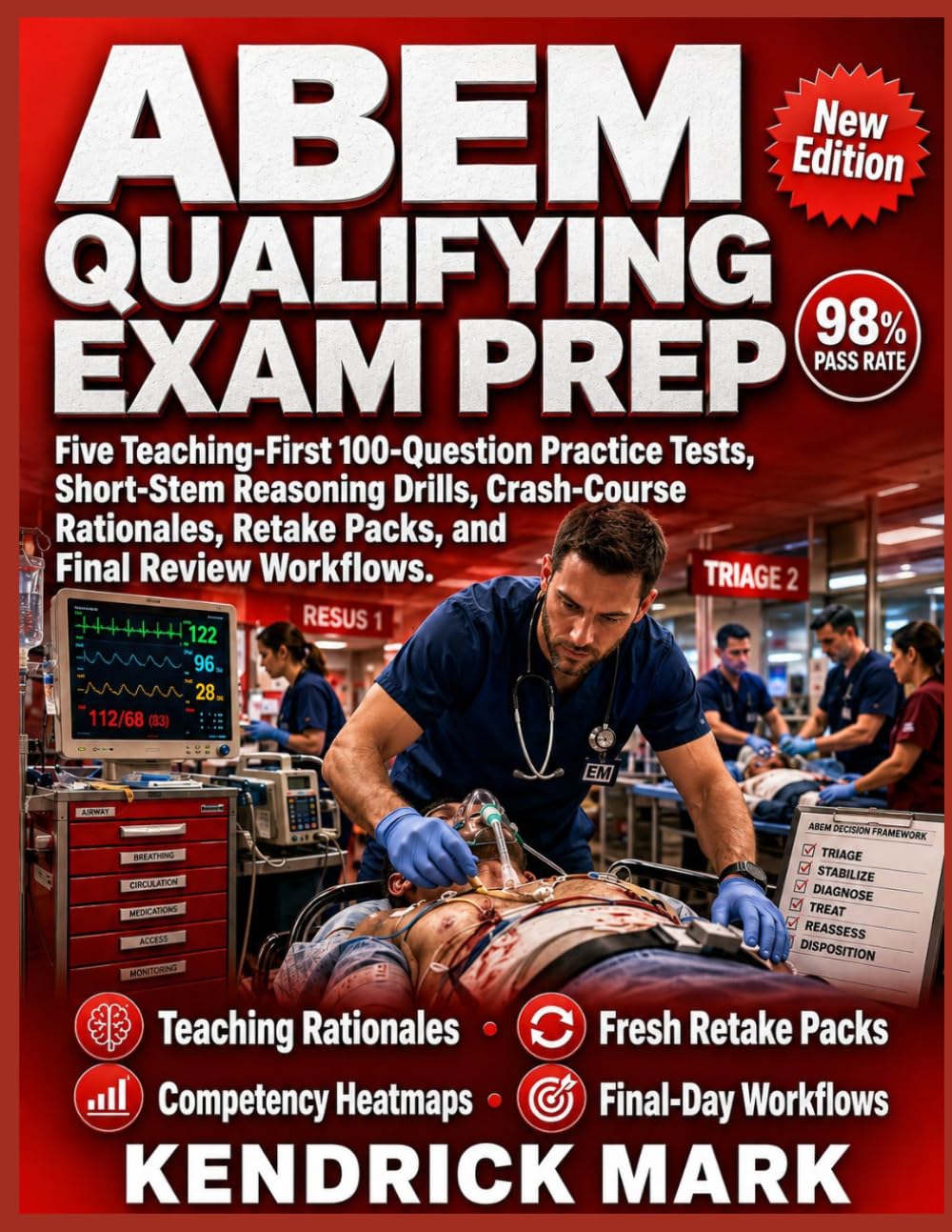 ABEM QUALIFYING EXAM PREP: Five Teaching-First 100-Question Practice Tests, Short-Stem Reasoning Drills, Crash-Course Rationales, Retake Packs, and Final Review Workflows