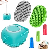 Vista 1 de Comotech 6 piezas cepillos de baño para perros y cepillos de dientes para perros Cepillo de champú y estropajo con mango ajustable para perros