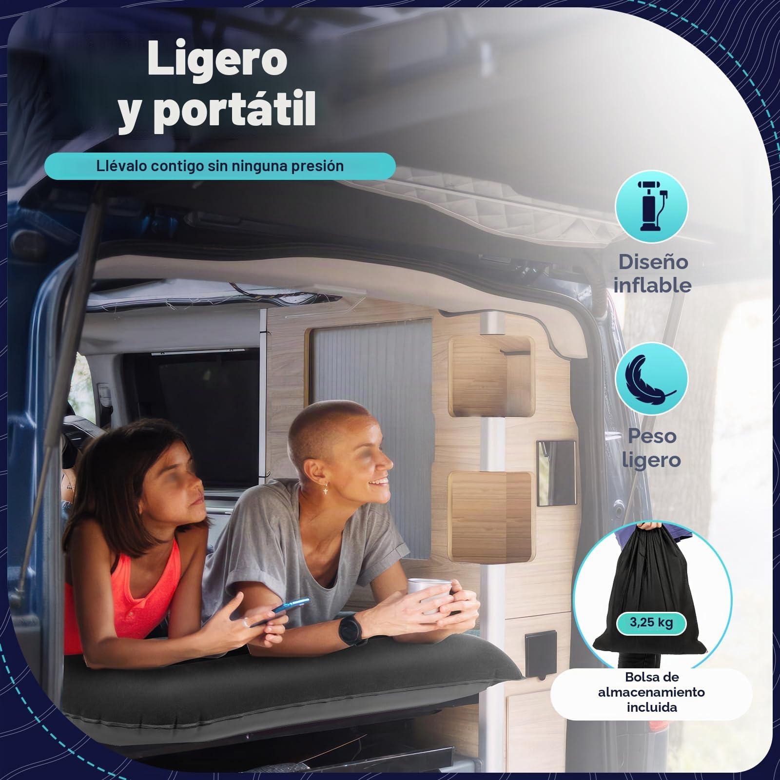 Colchón hinchable SUV con bomba de aire eléctrica y 2 cojines, 174x126cm, colchón de coche, cama de coche, universal, extraíble, para viajes, camping, actividades al aire libre