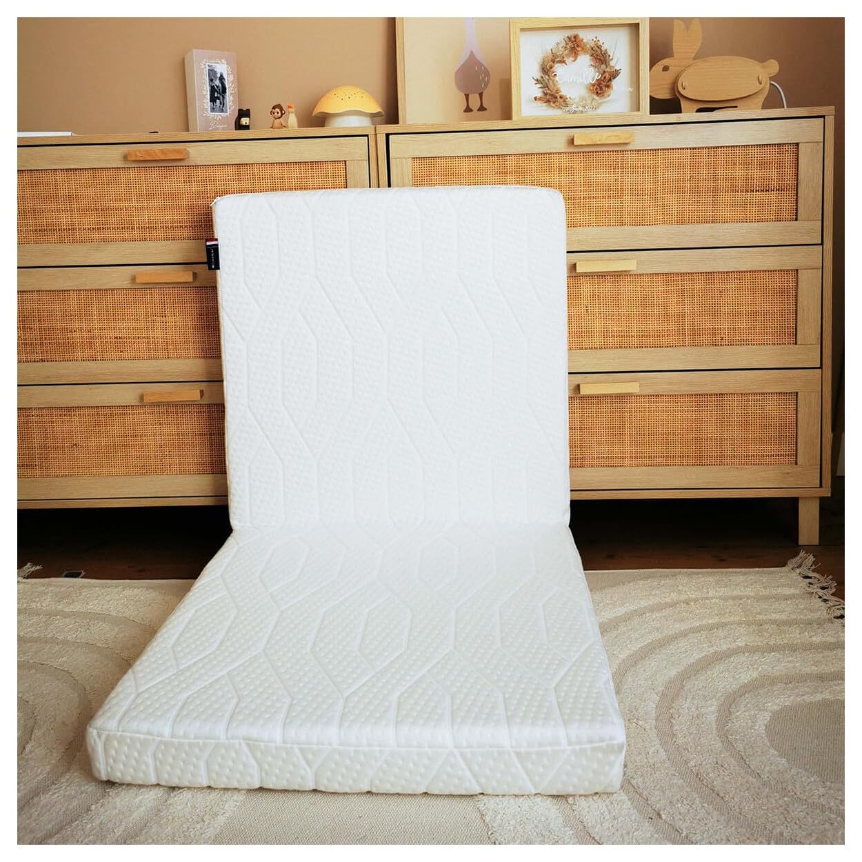 Candide - Matelas bébé 60x120cm pliant 2 parties Zen Bambou - Matelas lit bébé 60x120 doux, absorbant - Matelas pour lits de bébé naturellement antibactérien, déhoussable - Fabriqué en France