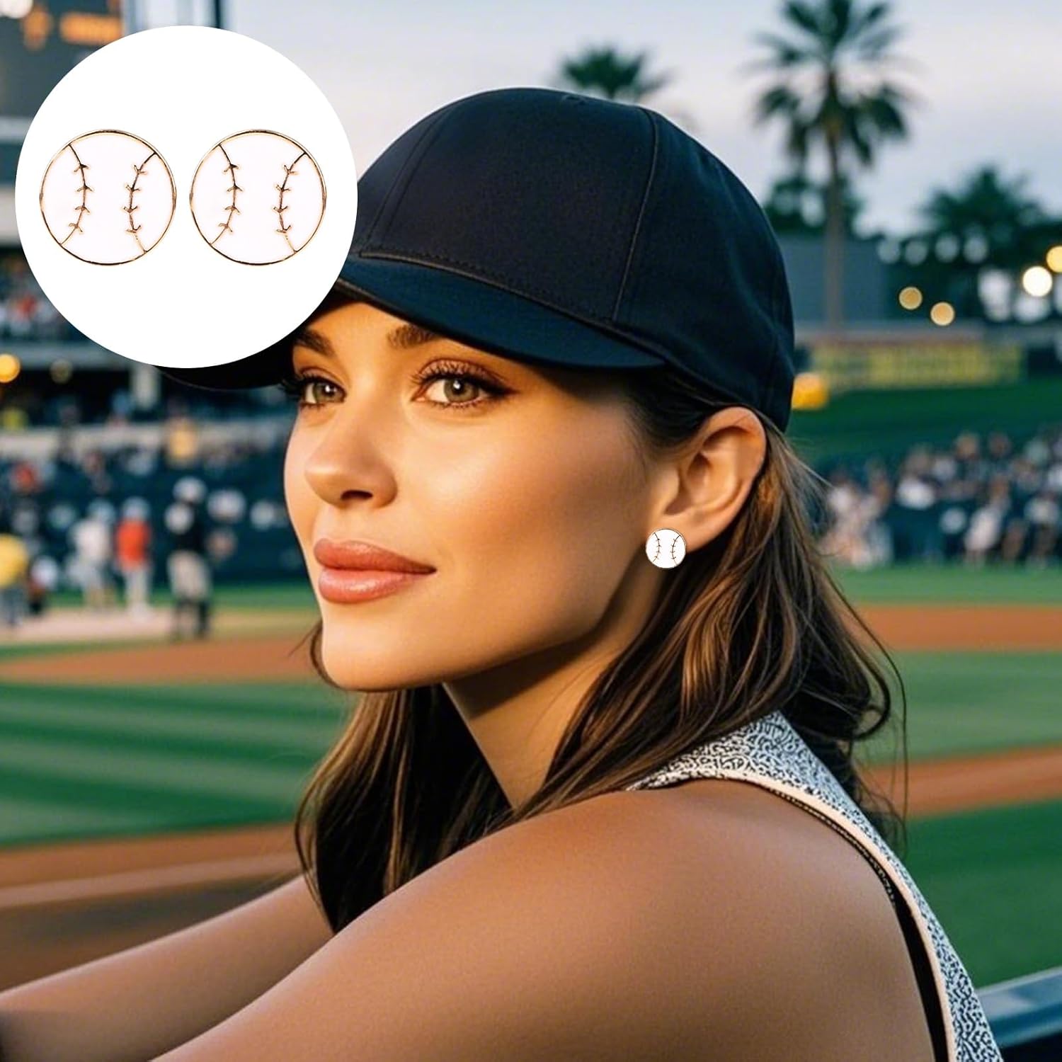 Baseball Earrings for Women, Alloy Stylish Softball Earrings Studs Sport Theme Jewelry Gift for Sport Lover & Fans - Image 7
