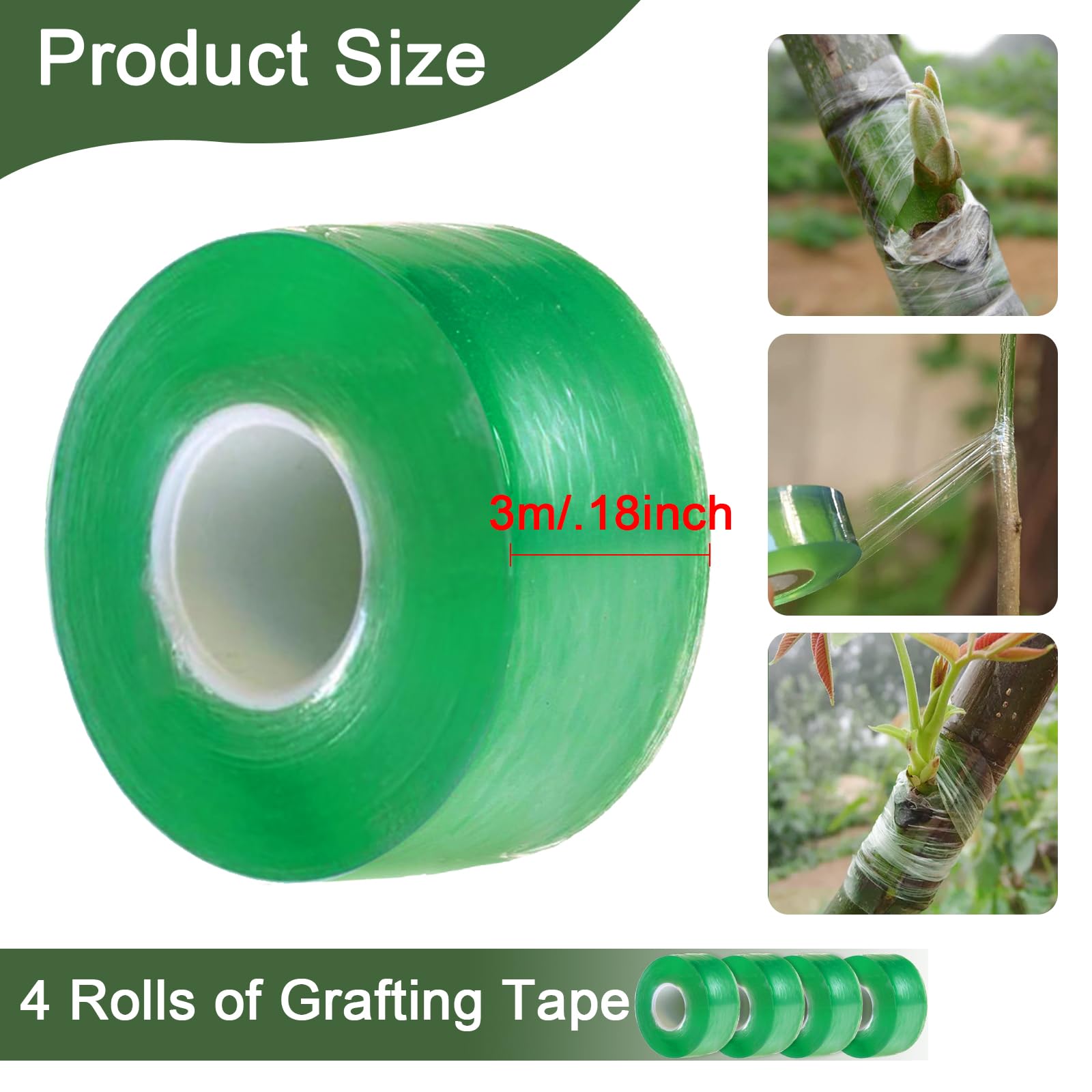 3 Rollen Pfropfband 100m - Selbstklebendes Veredelungsband Für Pflanzen & Bäume