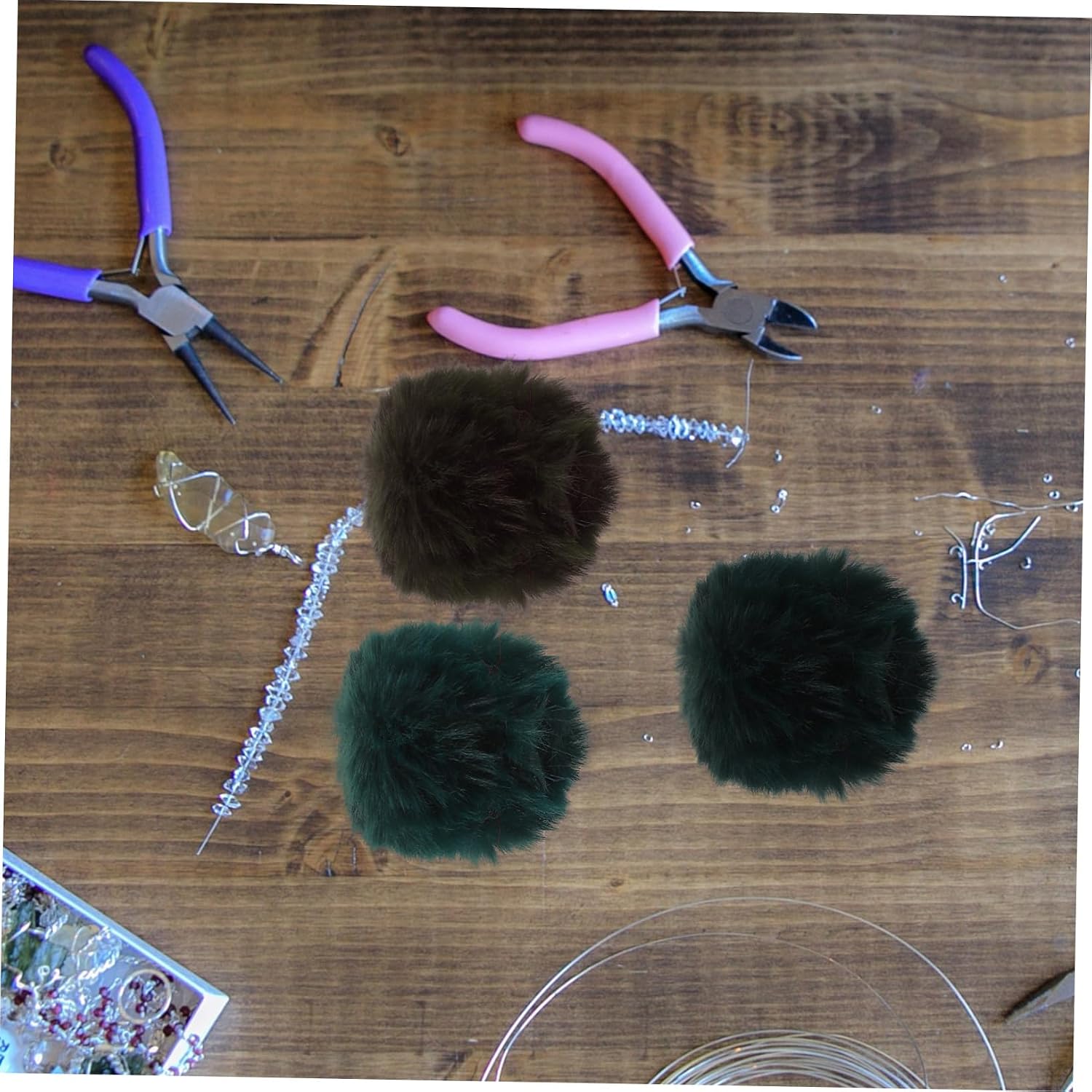 AKOOSY 37Pcs Decorative Fluffy Pom Poms Faux Fur Balls for DIY Crafts Hat Ornaments and Garment Accessories Lightweight and Easy to Use for Creative Projects
