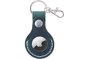 Genuine Leather Airtag Case Keychain (Green)