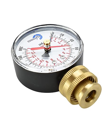 Miniatura 3 de Medidor de presión de 2-12", medidor de prueba de presión de agua, rosca hembra de manguera de 34", 0-200 PSI con puntero rojo