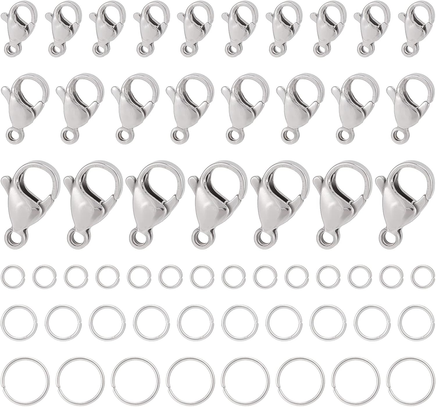 SUNNYCLUE 1 Scatola 600 Pezzi 3 Dimensioni Perni per Occhi in Acciaio Inossidabile Perni per Occhi Aperti per Collane Fai-da-Te, Bracciali, Orecchini, Forniture per Gioielli, 1.2/1.6/2 Pollice