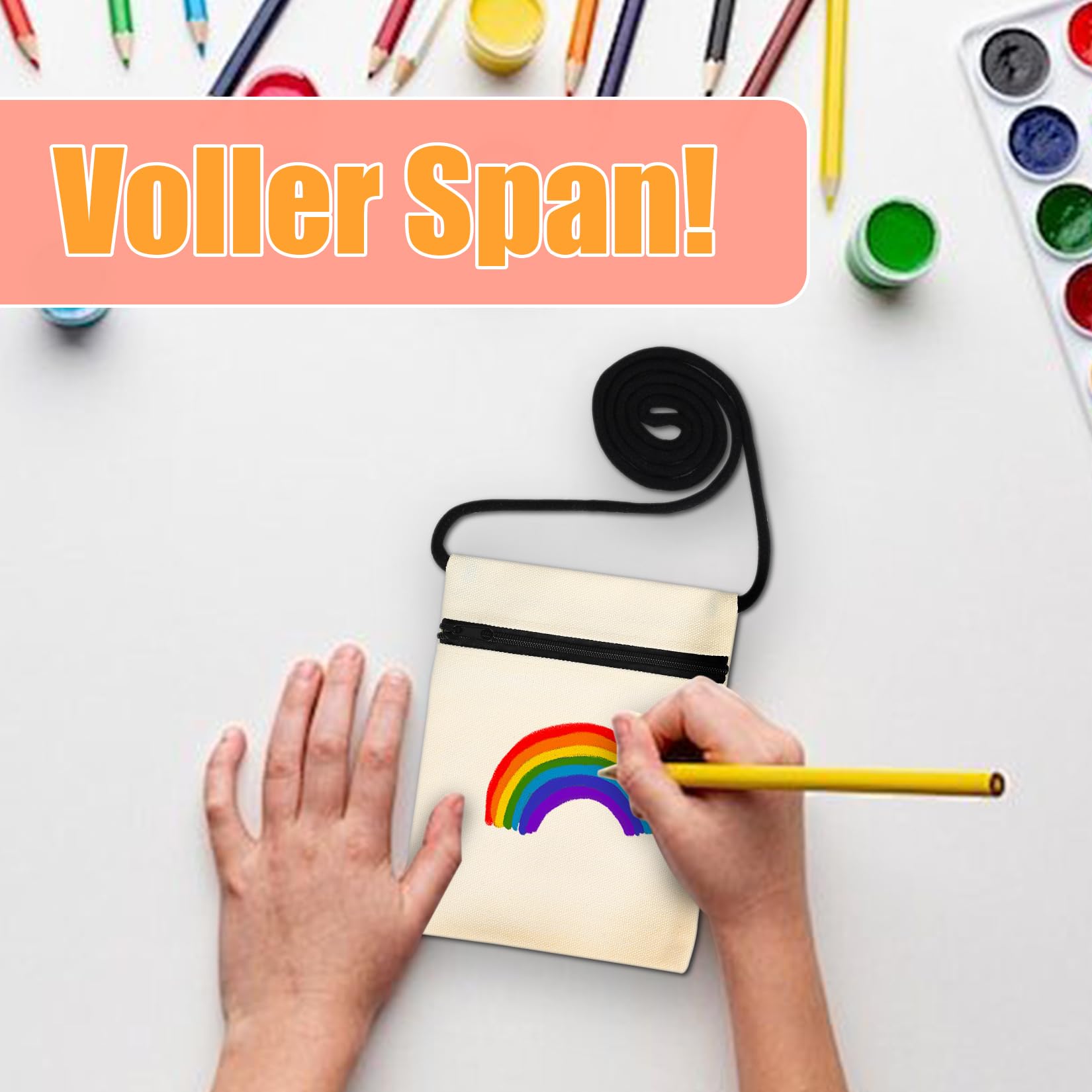 6 Sacchetti In Tela Da Dipingere Per Bambini – Kit Creativo Con Matite, Stencil E Adesivi, Per Scuola E Feste