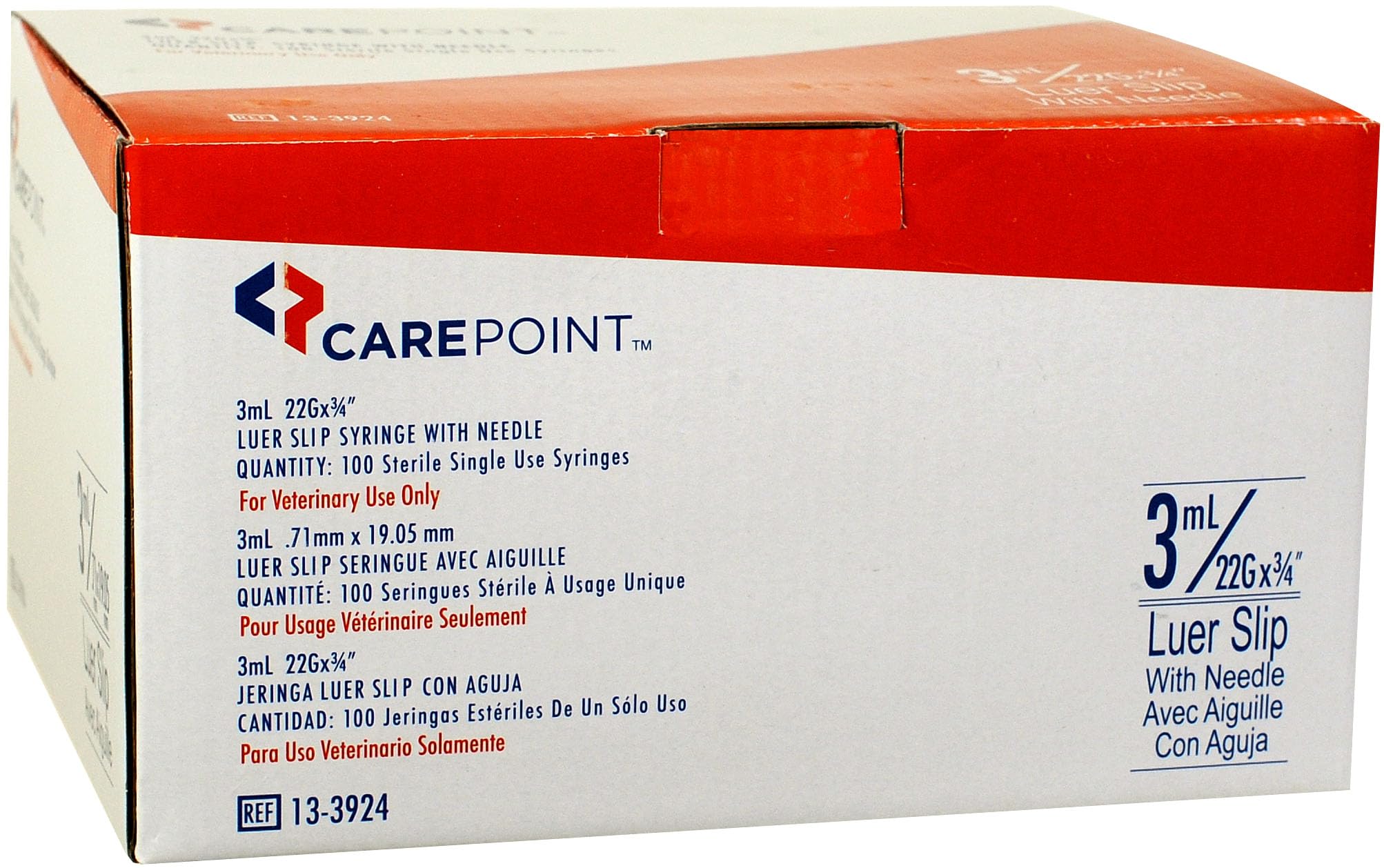 CarePoint Syringe 3cc Without Needle, Luer Slip, 100/Box 11-3803