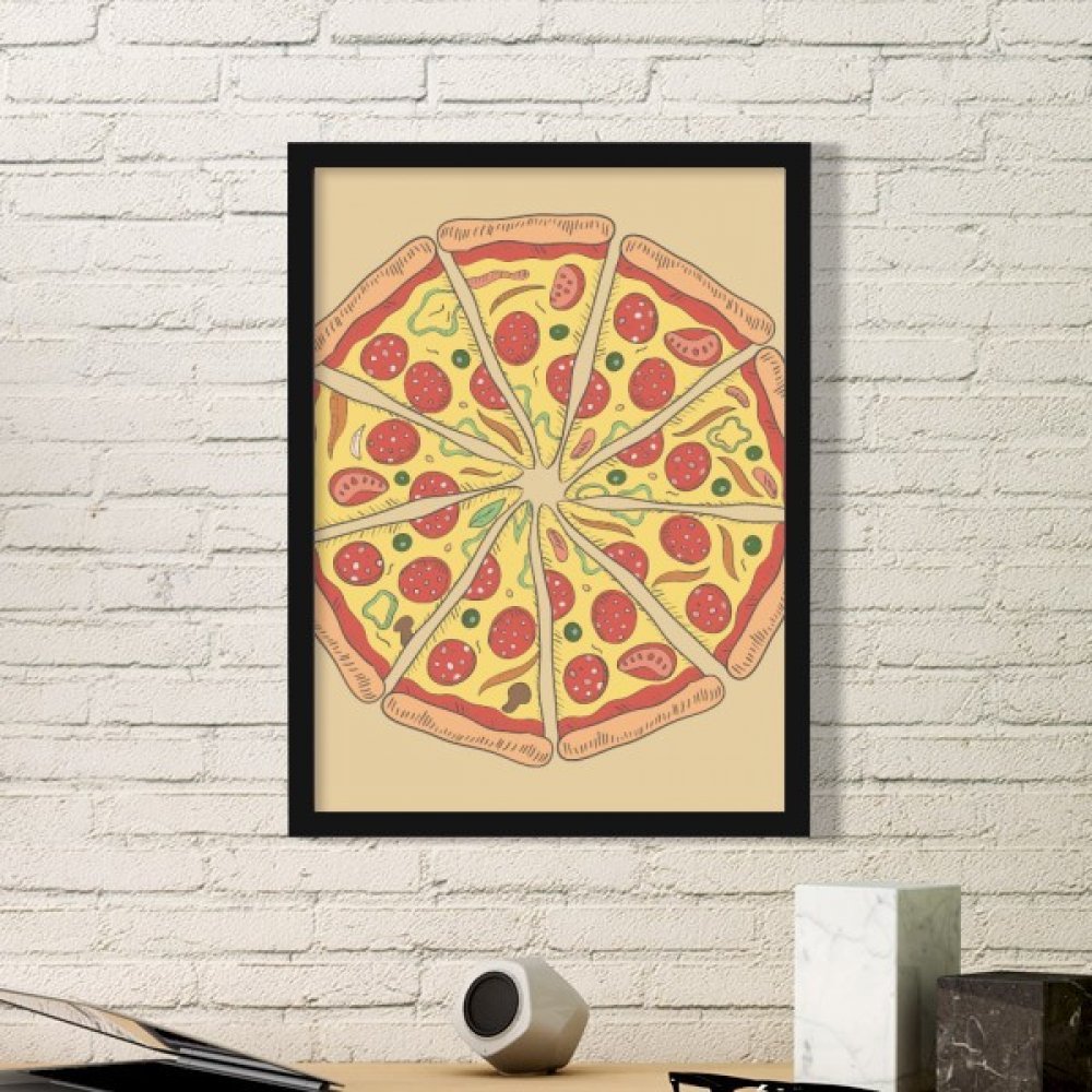 Cadre photo rectangle bois noir peinture pizza italie foods