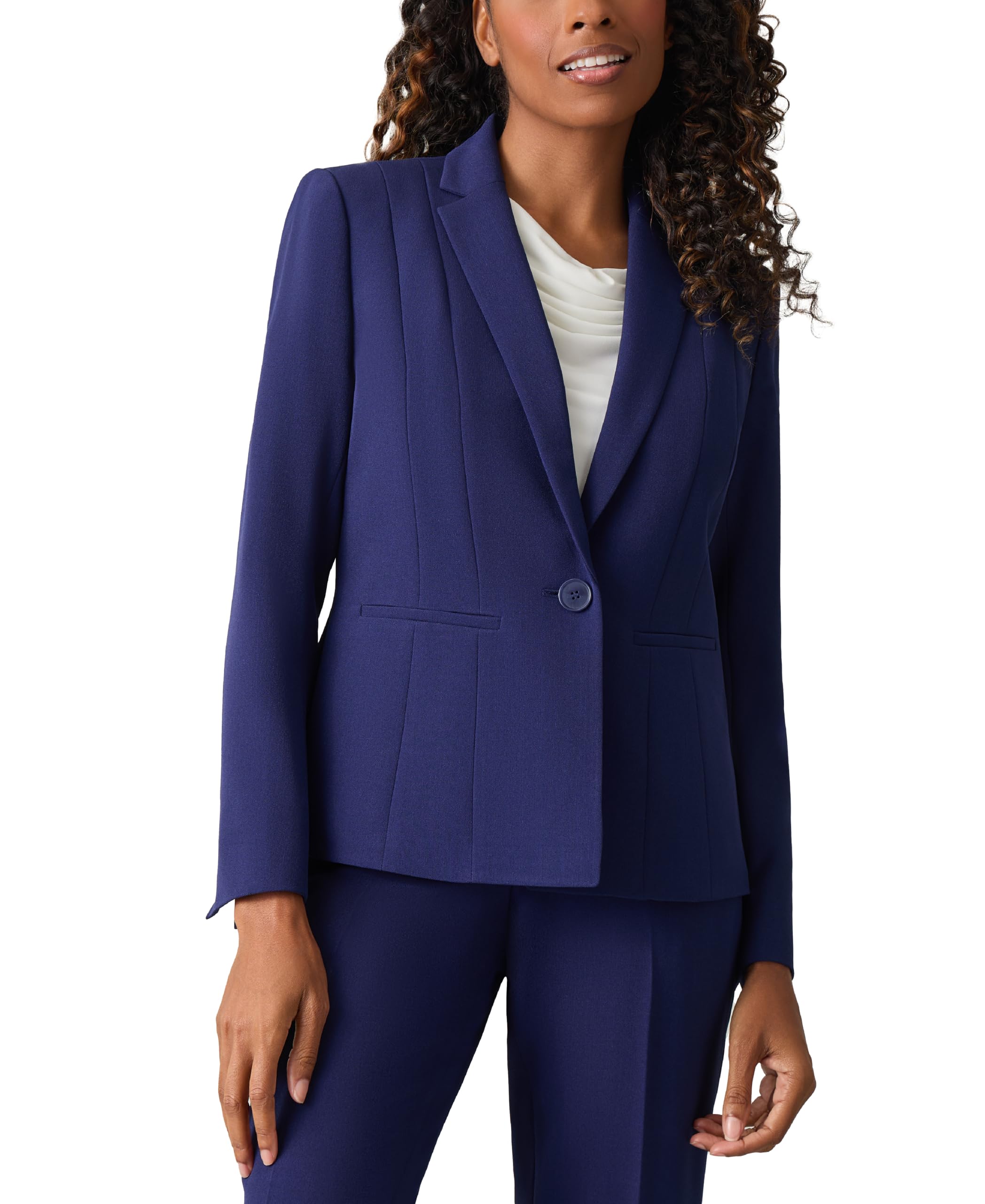 Kasper Womens Stretch Crepe One Button Blazer