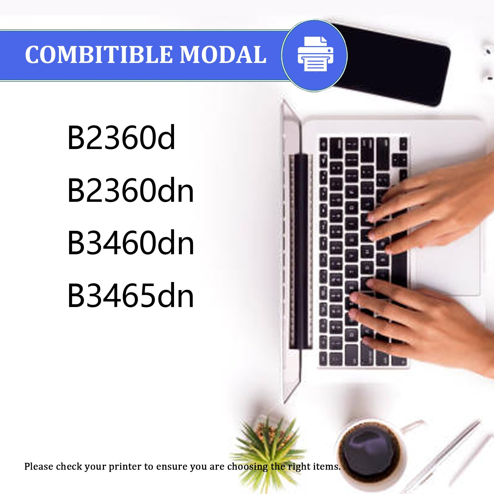 B2360d Compatible Drum Frame with Chip High Yield Up to 60,000 Pages Replacement for Dell B2360d B2360dn B3460dn B3465dn 1 Pack