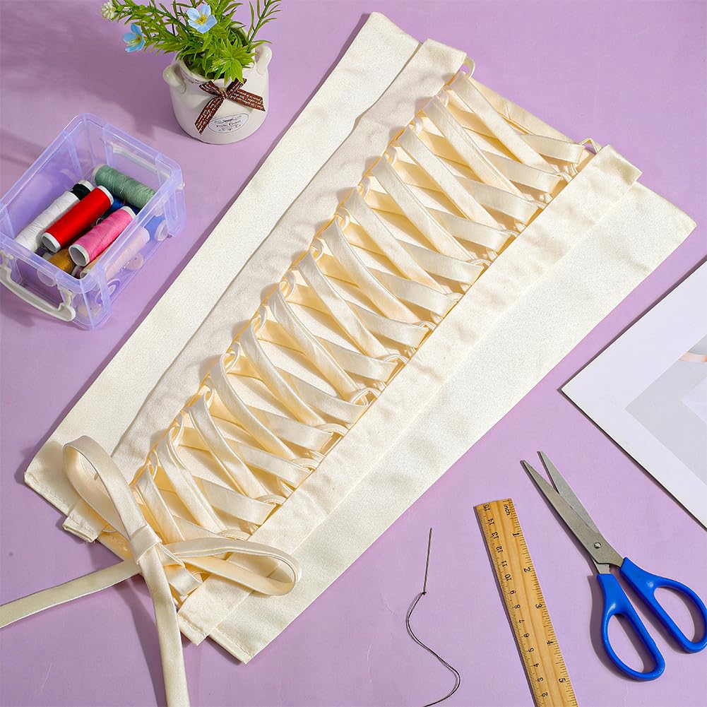 GORGECRAFT 4 kit de Corset pour Robe de Mariée Grand Tissu Satiné Extension de Panneau à Lacets Fermeture Éclair de Remplacement Ruban Réglable Attaches au Dos Corsets pour Bricolage champagne