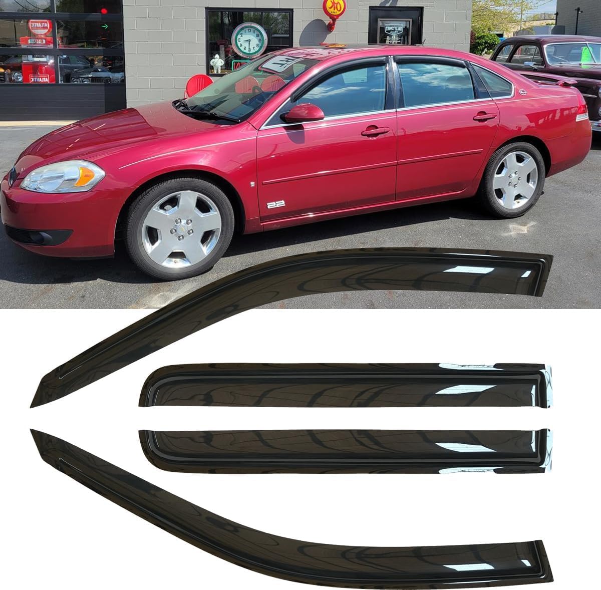 4pcs Original Shatterproof Rainproof Side Window Wind Deflectors for Impala 06-13,Tape-on Rain Guard Sets,Nice Looking Window Visors for Cars,Vent Deflector for Chevy 06-13 Impala 14-16 Limited 94843
