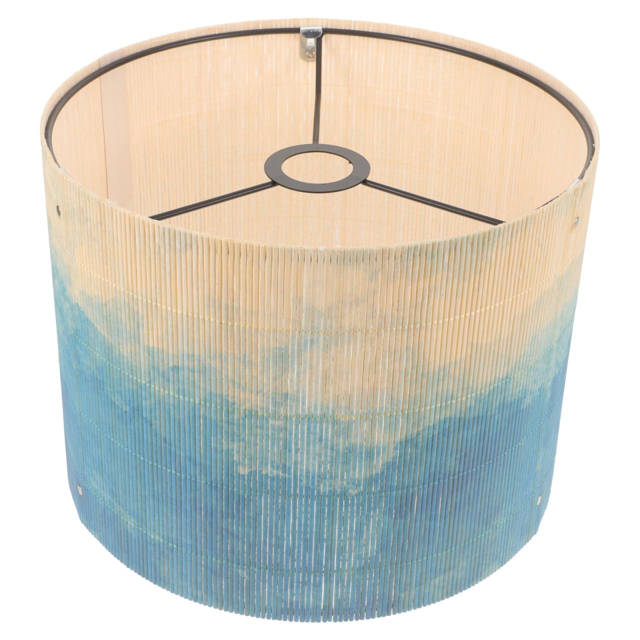 OSALADI Paralume a tamburo vintage in bambù stampato, copertura della luce per lampadari, lampada da terra e lampada da tavolo, blu