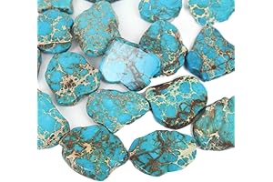 5pcs Healing Gemstone Flat Slab Loose Beads: Natural Grade A Turquoise Blue...
