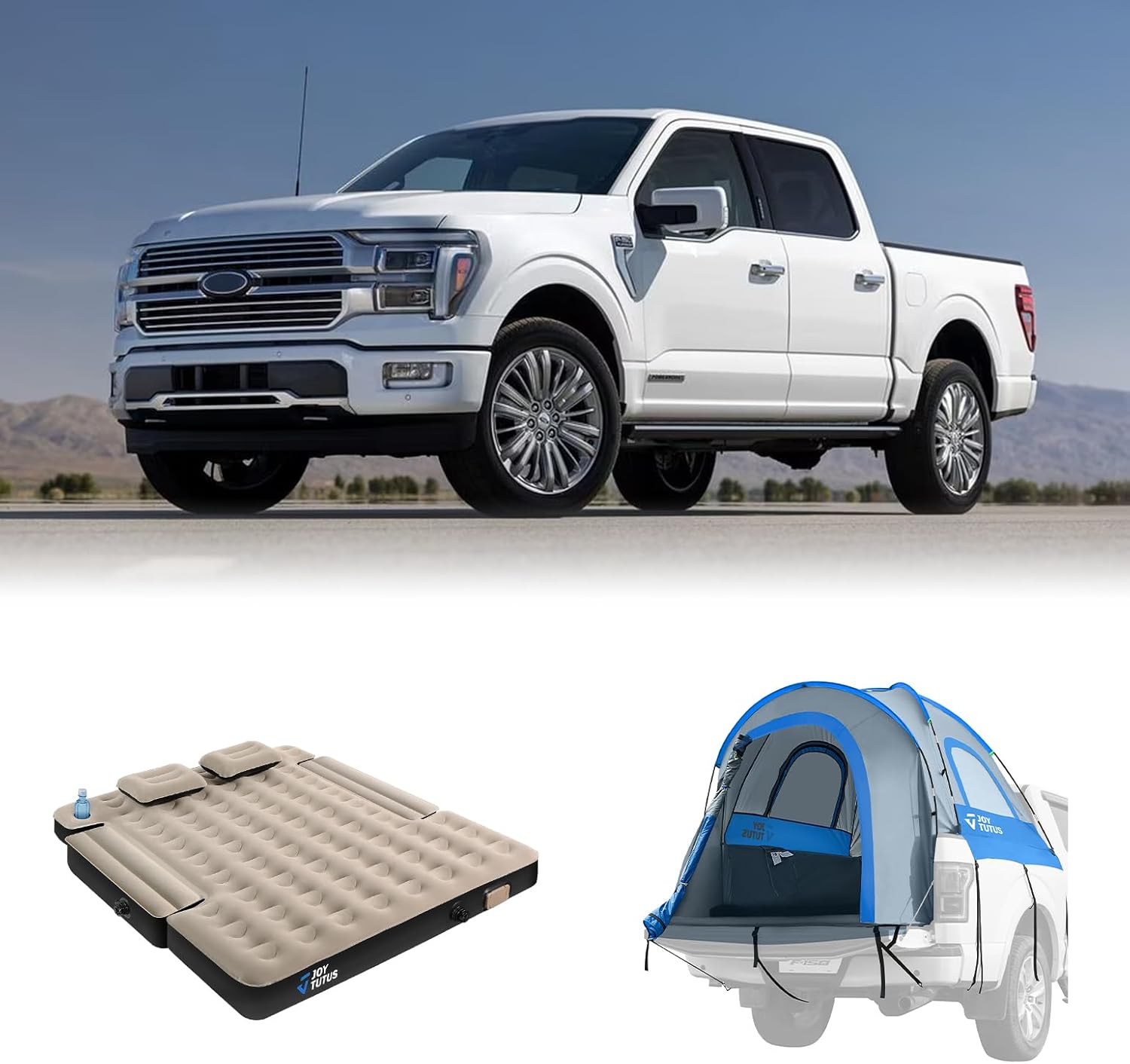 5.5'-6' Truck Tent + Built-in Pump 5.5-5.8Ft Truck Bed Air Mattress