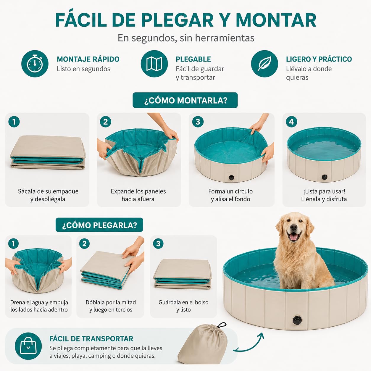 Piscines amovibles 120 x 30 cm - Piscine pour chien - Piscine pour chiens - Animaux de compagnie