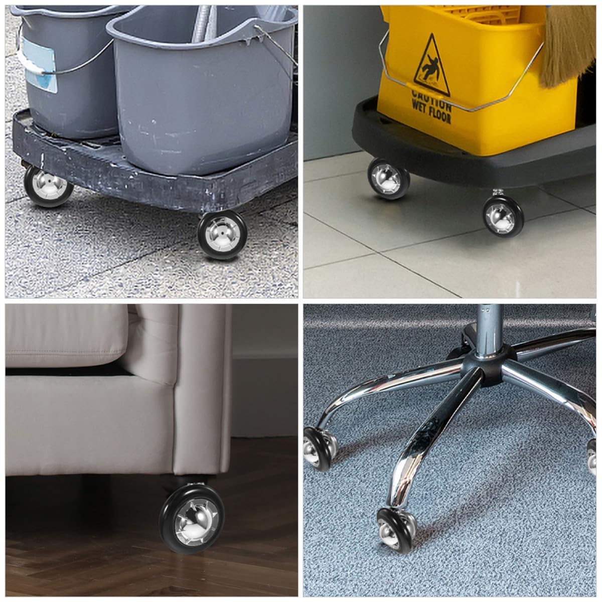 Lurrose Ruote per Sedie Ufficio Facili da Installare e Silenziose 6 in Pvc e Lega di Alluminio per Pavimenti Duri e Sedie da Scrivania