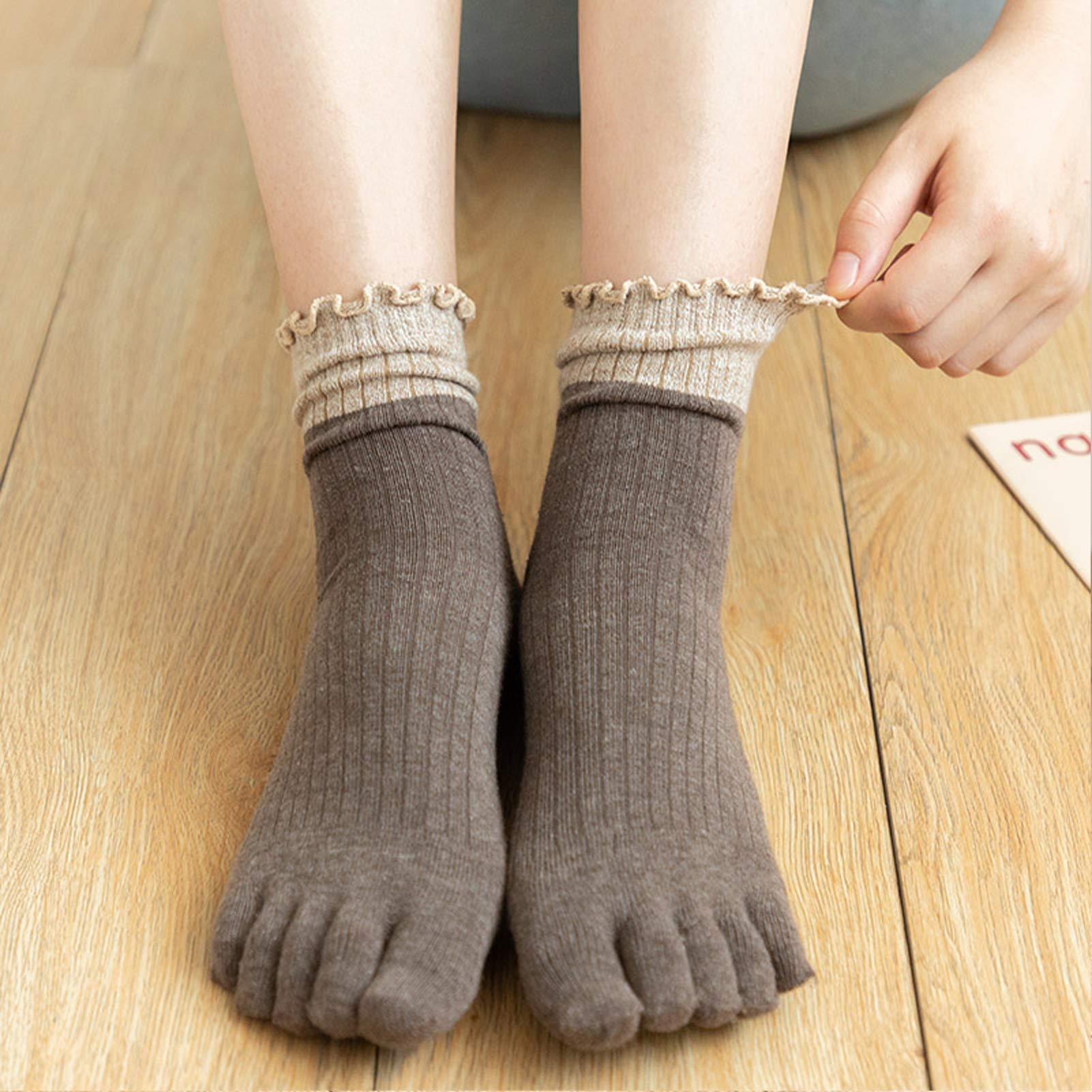ZAKASA Calzini Fantasmini Dita Donna: Cotone Calze Invisibili con Cinque Dita Separate Calze Sportive Antiscivolo con le Dita Separate Calzino Corti Infradito a 5 Dita Taglia 35-41 Colore 6 paia