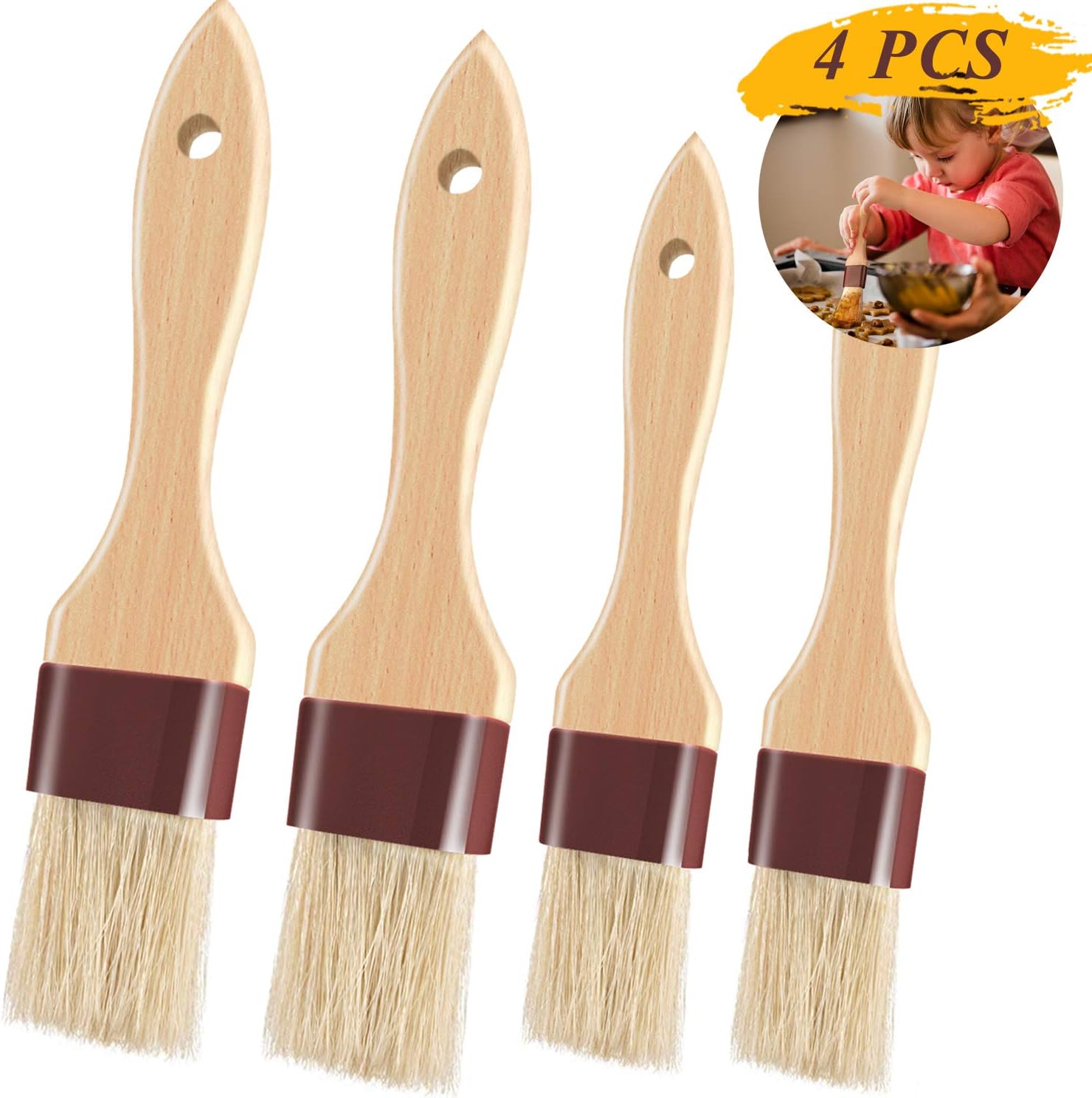 Pastry Brushes for Baking Basting Brush with Boar Bristles