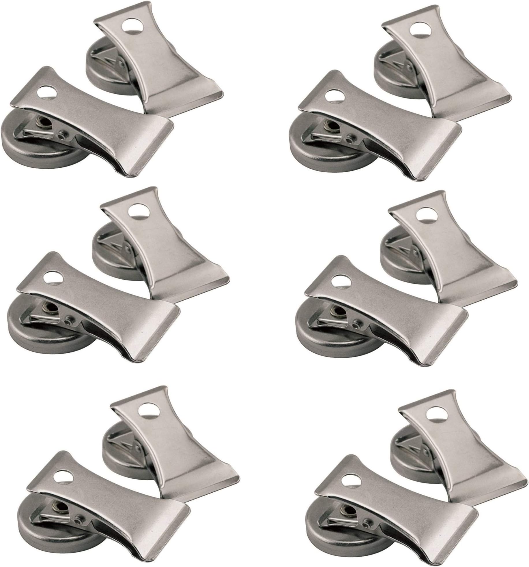 Chrome Plated Magnet Base with Clip, 1" Diameter (Pack of 12)