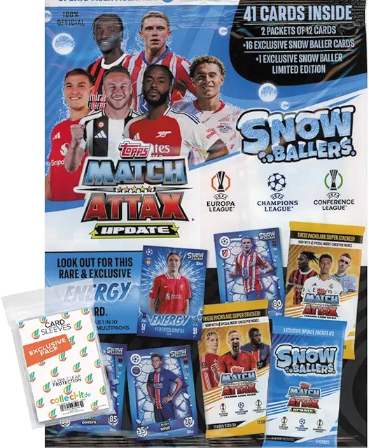 Bundle Match Attax Champions League 2024/25 Trading Cards + Exclusive Custodie - Figurine Champions League 2024/25