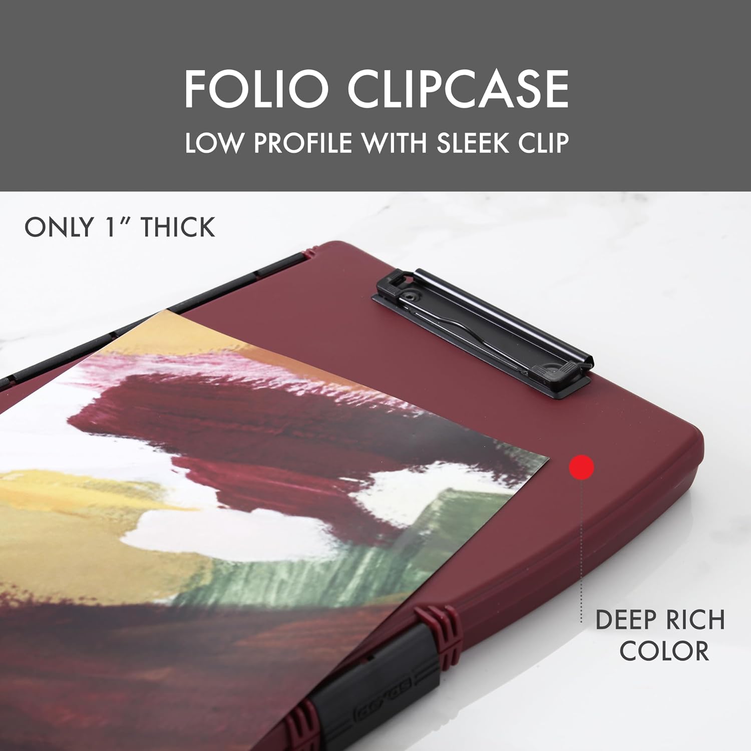 Dexas Folio Clipcase Professional Storage Clipboard with Pen Storage Compartment, 9.75 x 14.75, A4, Merlot. Ideal for Teachers, Nurses, Coaches, Students, Trades, Homeschooling