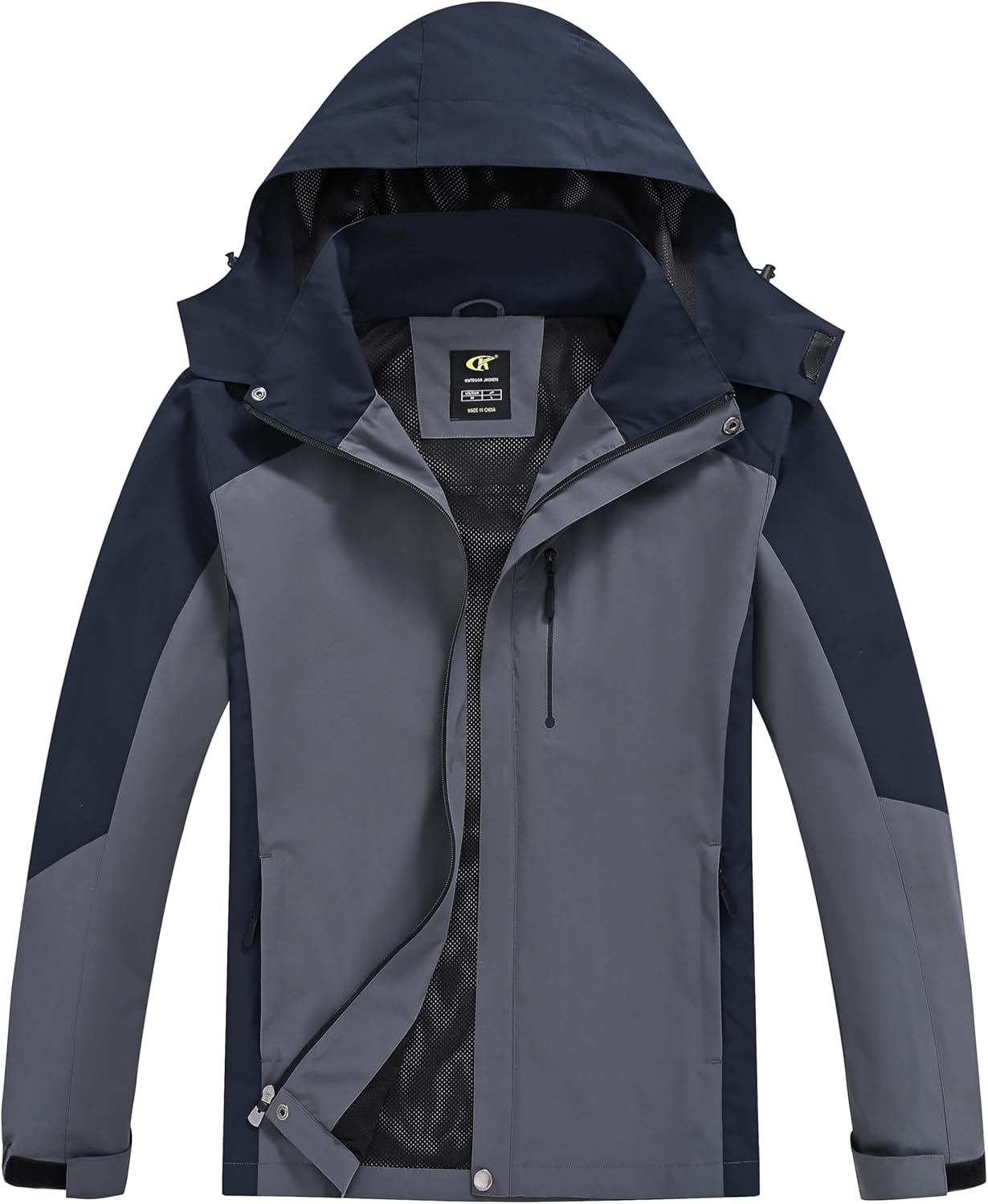 YuKaiChen Mens Rain Jacket Waterproof with Hooded Hiking Coat Lightweight Windbreaker