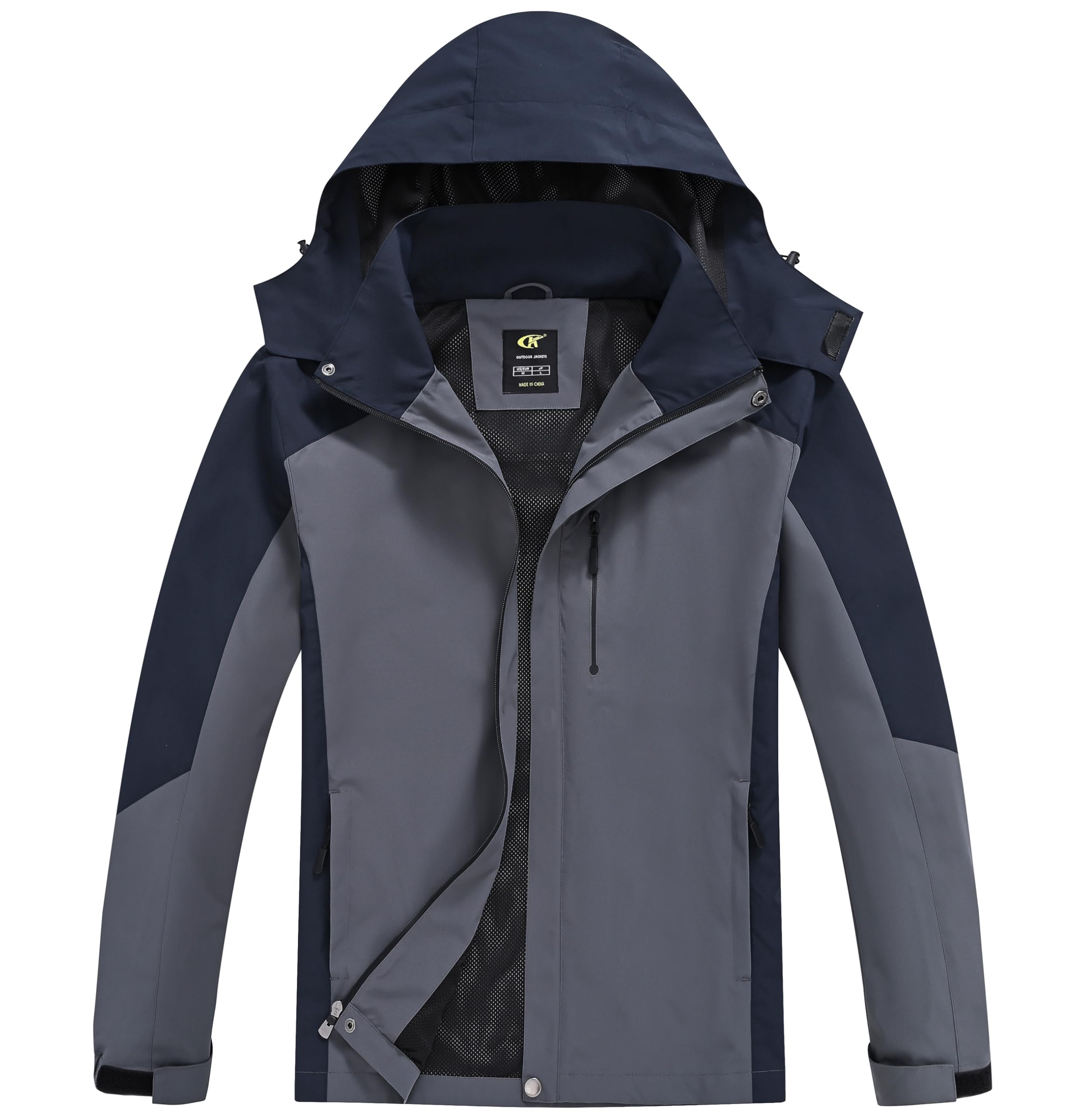 YuKaiChen Mens Rain Jacket Waterproof with Hooded Hiking Coat Lightweight Windbreaker