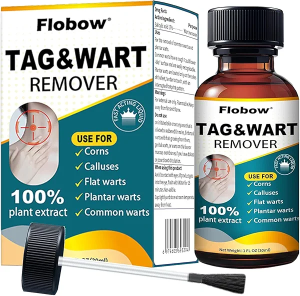 Rizaso Wart Remover – Skin Tag Remover with 17% Salicylic Acid for Plantar, Common & Flat Warts, Corns & Calluses Remover for Feet, Hands & Body – 1 fl oz