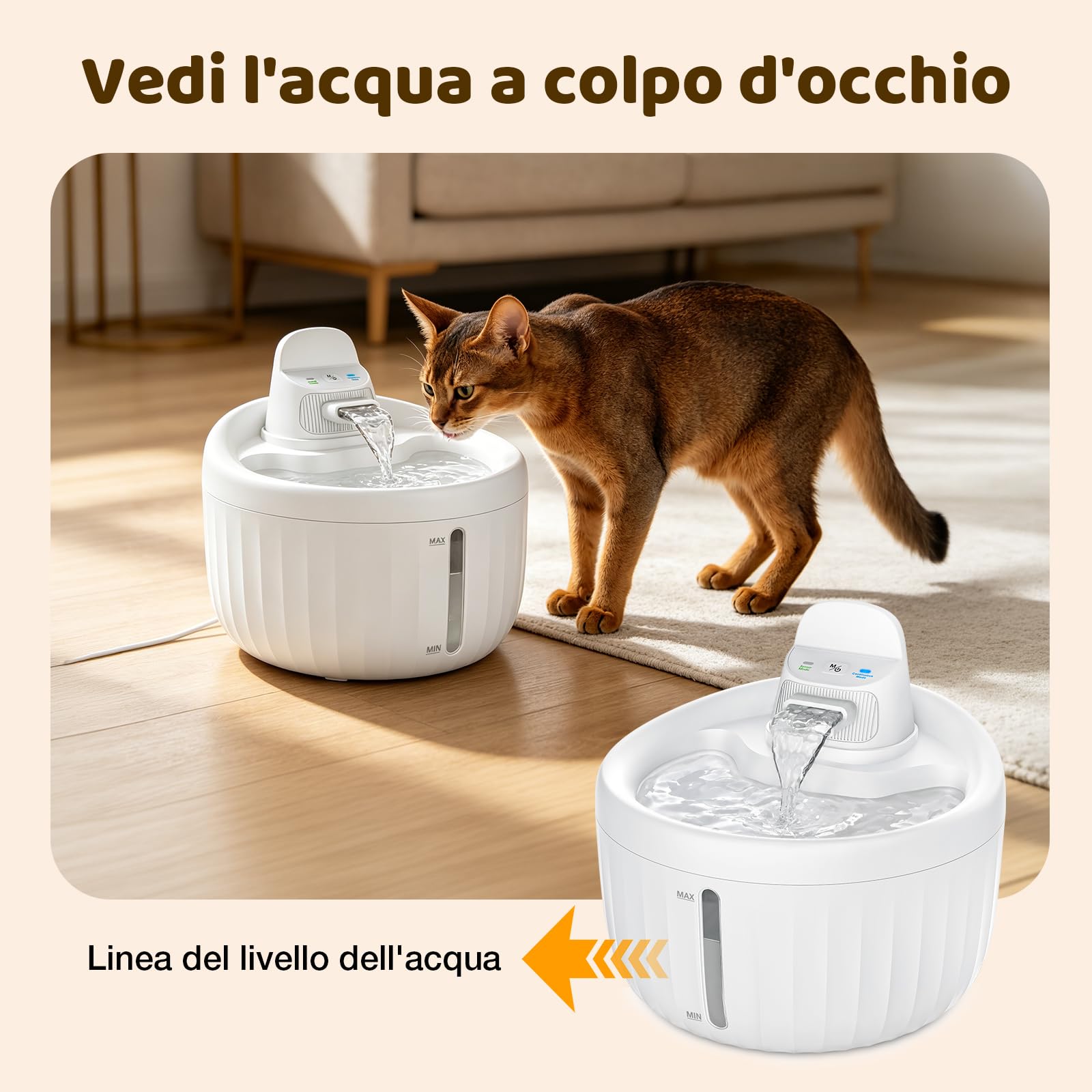 PcEoTllar Fontana per gatti wireless, 1,3 l, con rilevatore di movimento