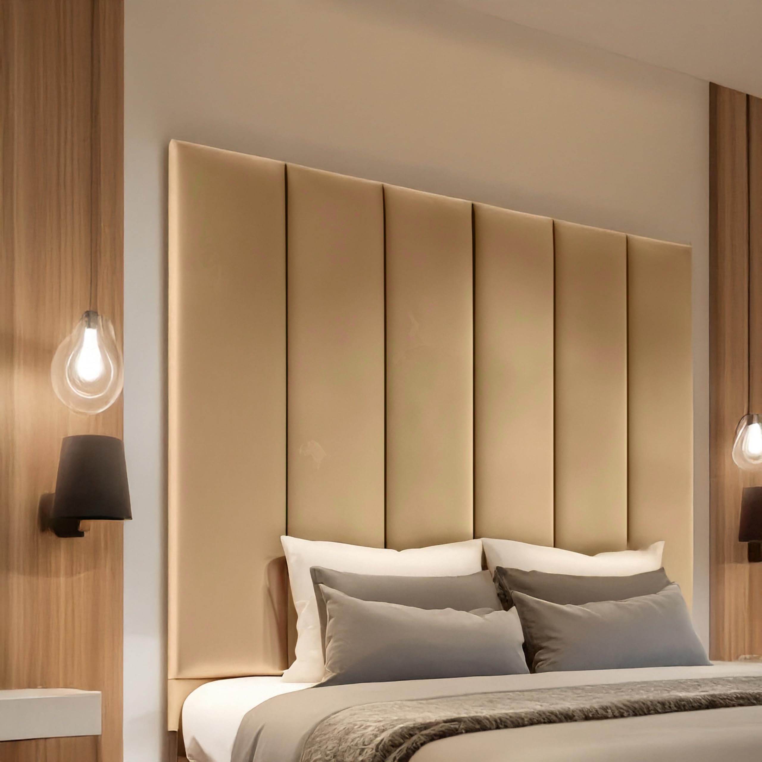 luxisleepltd Panels Tallest Plush velvet Fabric headboards Upholstered Headboard for divan bed frame sizes 3FT Single Small Double 4FT Double 4FT6 Kingsize 5FT + (Mink, 5ft kingsize-60'' Tall)