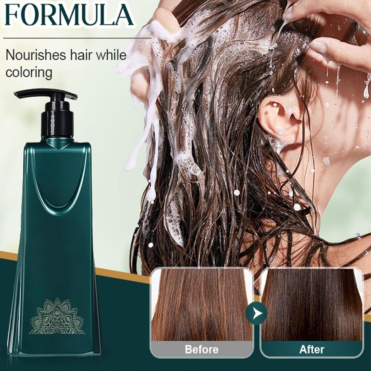 Mild Formula Long Lasting Hair Dye Set, Haarfärbecreme auf Pflanzenbasis, Pflanzenextrakte Langanhaltende Haarfärbecreme, nährend, für Frauen und Männer (Natural Black)