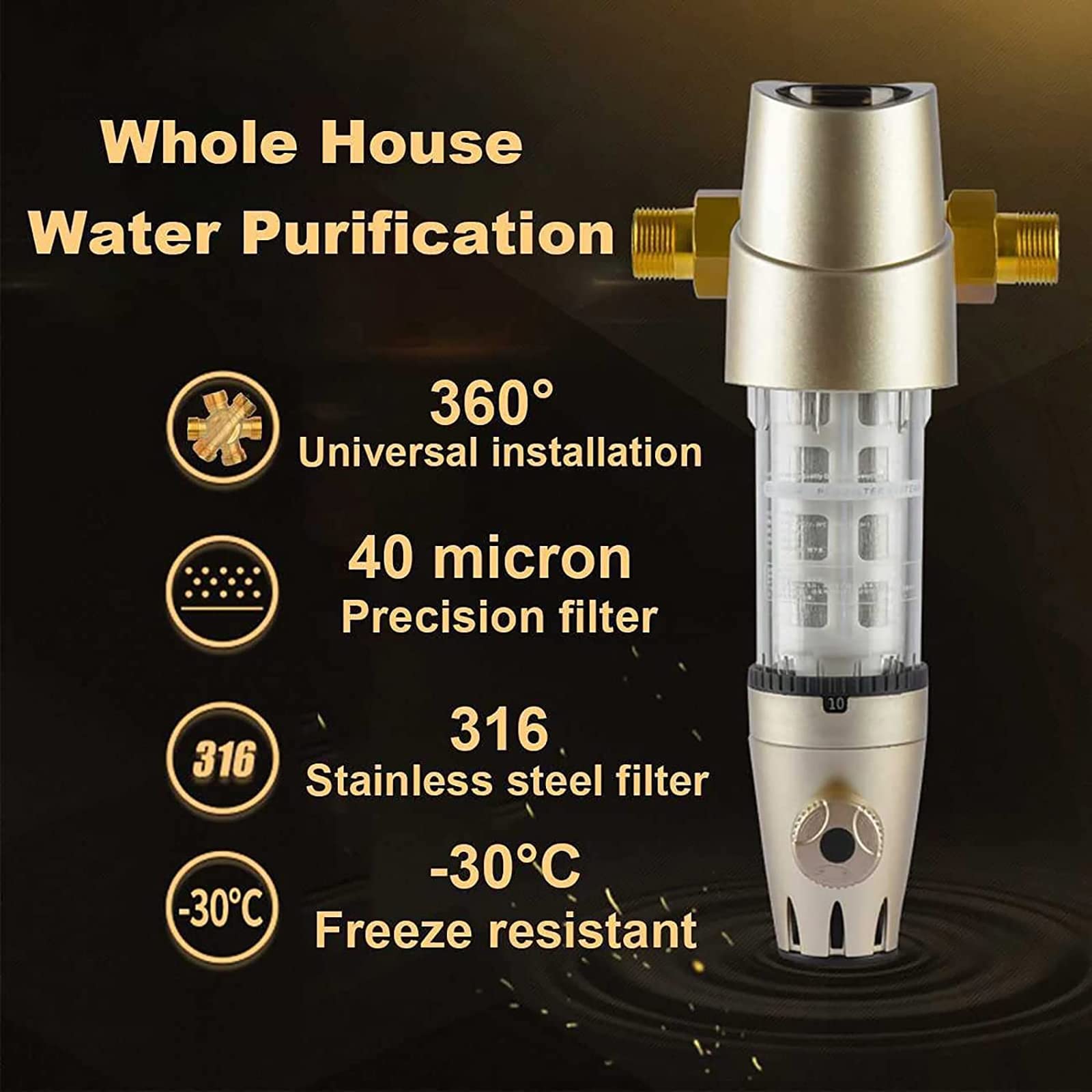 Filtro De Sedimentos, Filtros De Agua Reutilizables Para Toda La Casa Que Se Ajustan a -30 Grados a 100 Grados Bajo Cero, Sistema De Prefiltración Para Agua De Pozo, Adecuado Para Balcón, Baño, Dormit