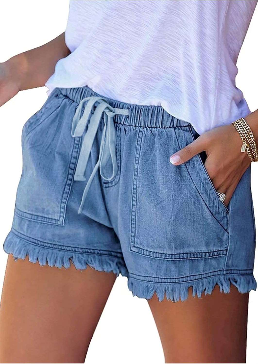 SESERAGI Womens Cotton Linen Shorts Soft Elastic Waist Summer Casual Short Pants - Image 4