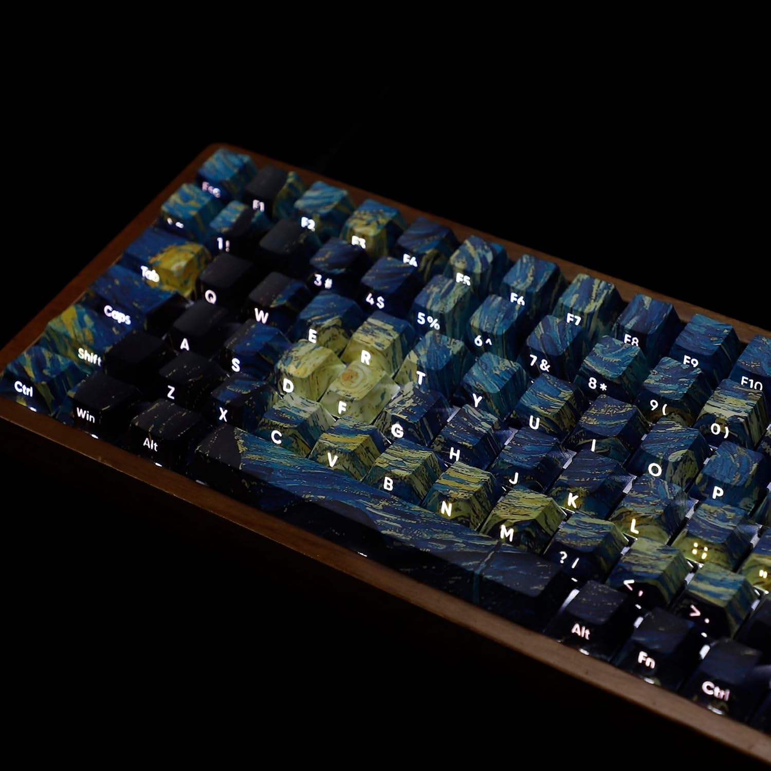 YMDK 134 Moon Night PBT Double Shot Side-lit Shine Through Translucent Backlit keycap for 108 104 96 87 84 68 61 MX Mechanical Keyboard