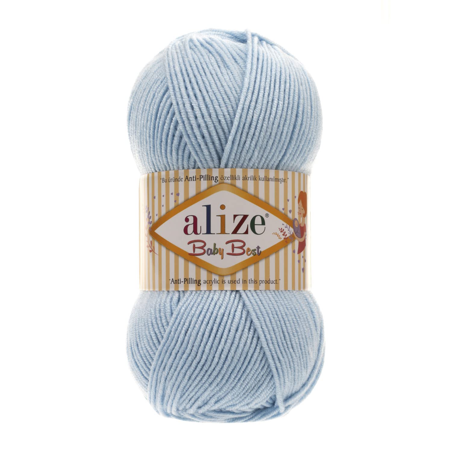 AlizeBaby Best Soft Baby Yarn, Worsted Yarn 90% Anti-Pilling Acrylic 10% Bamboo, Lot of 4. Each Skein 3.5 oz (100 g) 262 Yards (240 m) (40 - Blue)