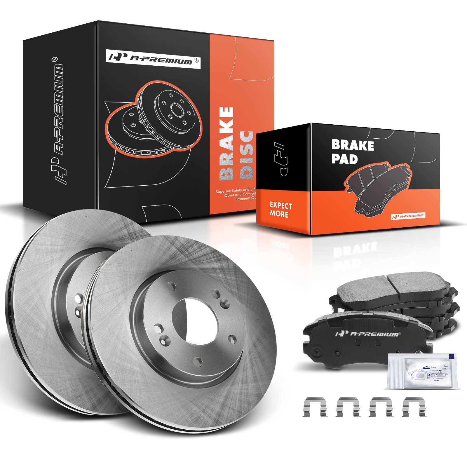 A-Premium 11.02 inch (280mm) Front Vented Disc Brake Rotors + Ceramic Pads Kit Compatible with Select Hyundai and Kia Models - For Sportage/Sonata