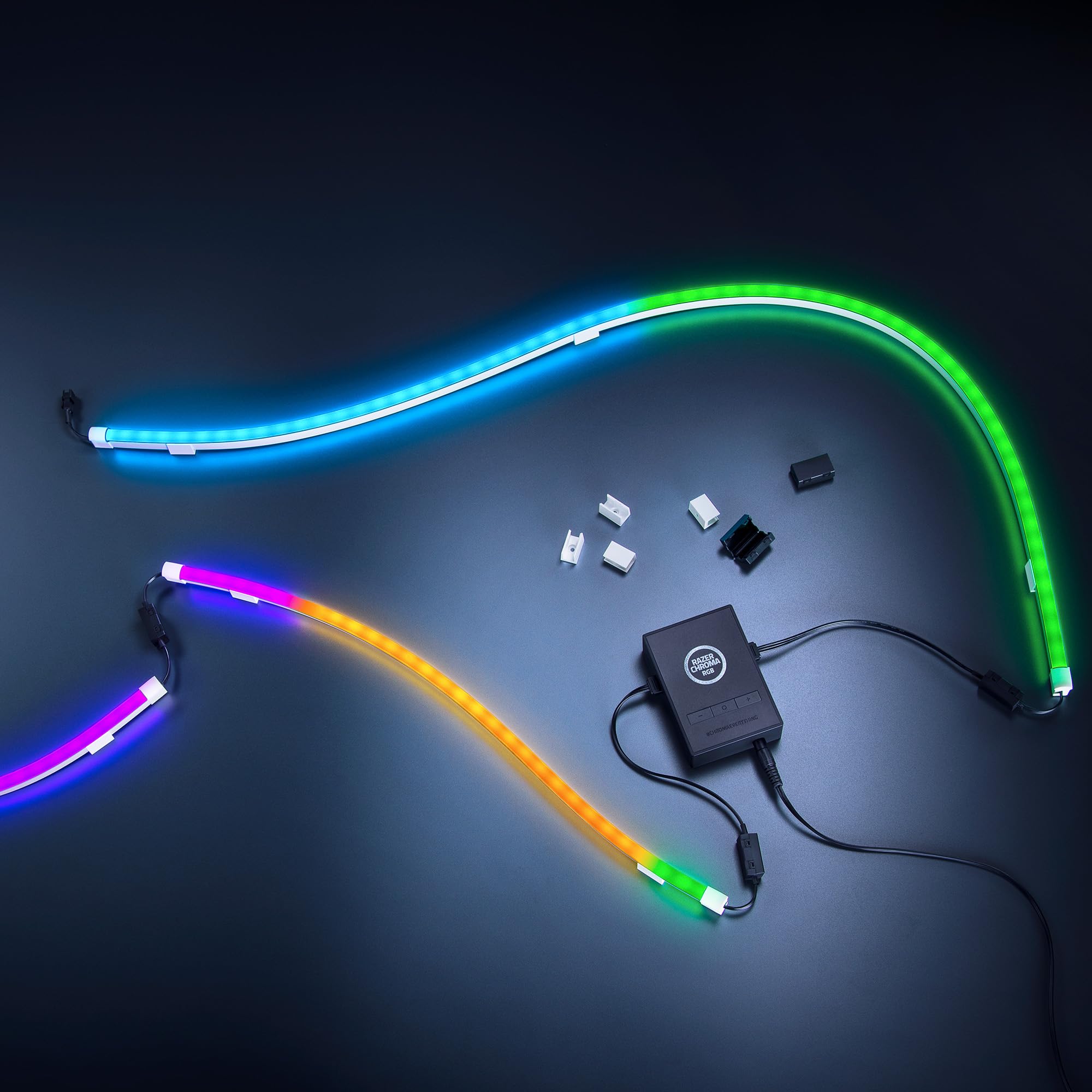 Razer Chroma Light Strip Erweiterungsset - Adressierbare RGB-Leuchtstreifen für eine noch individuellere Beleuchtung (1x 100cm + 2x 50cm lange LED-Beleuchtungsstreifen)