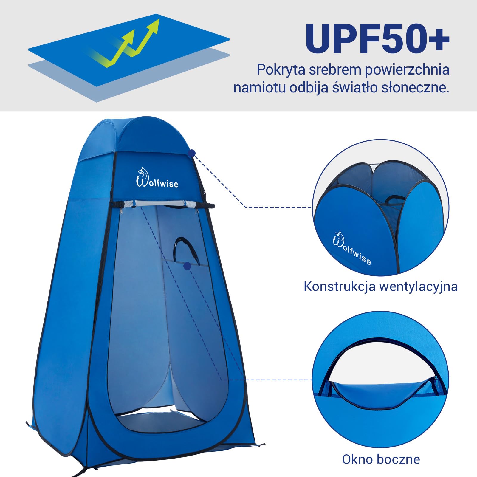 Wolfwise Pop up namiot do przebieralni, namiot toaletowy, kempingowy, namiot prysznicowy, mobilny, do użytku na zewnątrz, do toalety, przenośny
