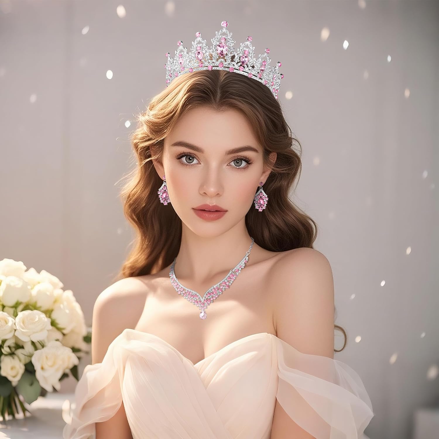 Crowns and Tiaras jewelry sets for Wedding princess birthday party Halloween Prom Pageant Jewelry for Women Crystal Bridal Jewelry Set for women
