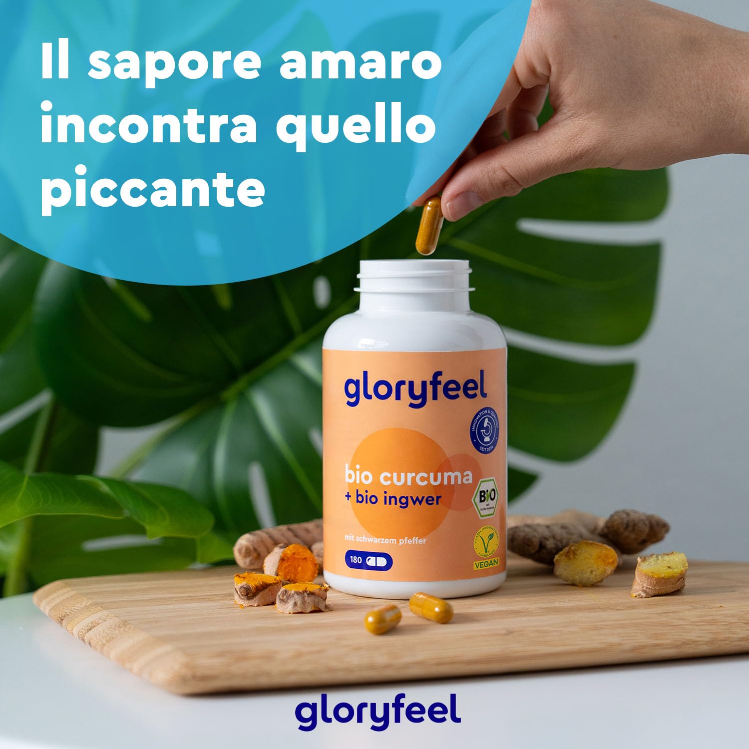 Curcuma ad Alto Dosaggio 3330 mg, 180 Capsule di Curcumina con Pepe Nero e Zenzero, Integratore Bio Antiossidante per Supportare le Funzioni Digestive*, 100% Vegan, Senza Additivi