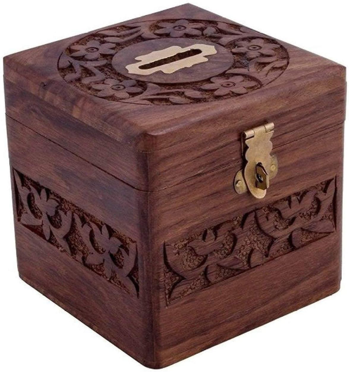 Wooden Square Money Bank| Coin Box | Gullak | Money Bank for Kids & Adults | Wooden Gullak | Saving Boxes