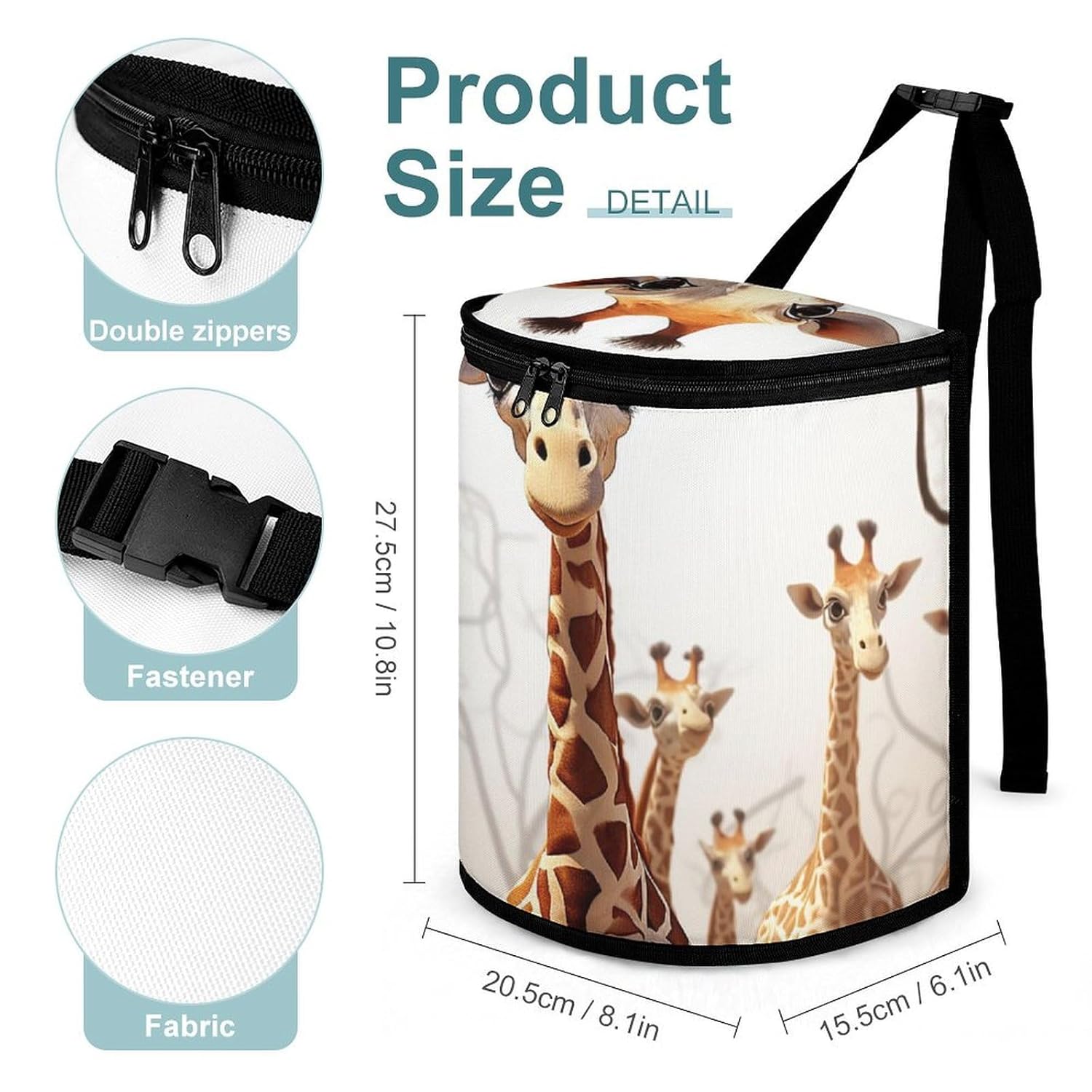 Hanging Car Trash Bag Cute Cartoon Funny Giraffes Printed Car Garbage Storage Bag Leakproof Car Trash Can Portable Garbage Storage Bags