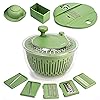 SUSTEAS Salad Spinner Large, Vegetables Wash Bowl, Fruits & Herb Lettuce Dryer with 5 Blade Slicer Egg Yolk Strainer Shredder for Efficient Salad Preparation and Food Washing, 4.25Qt