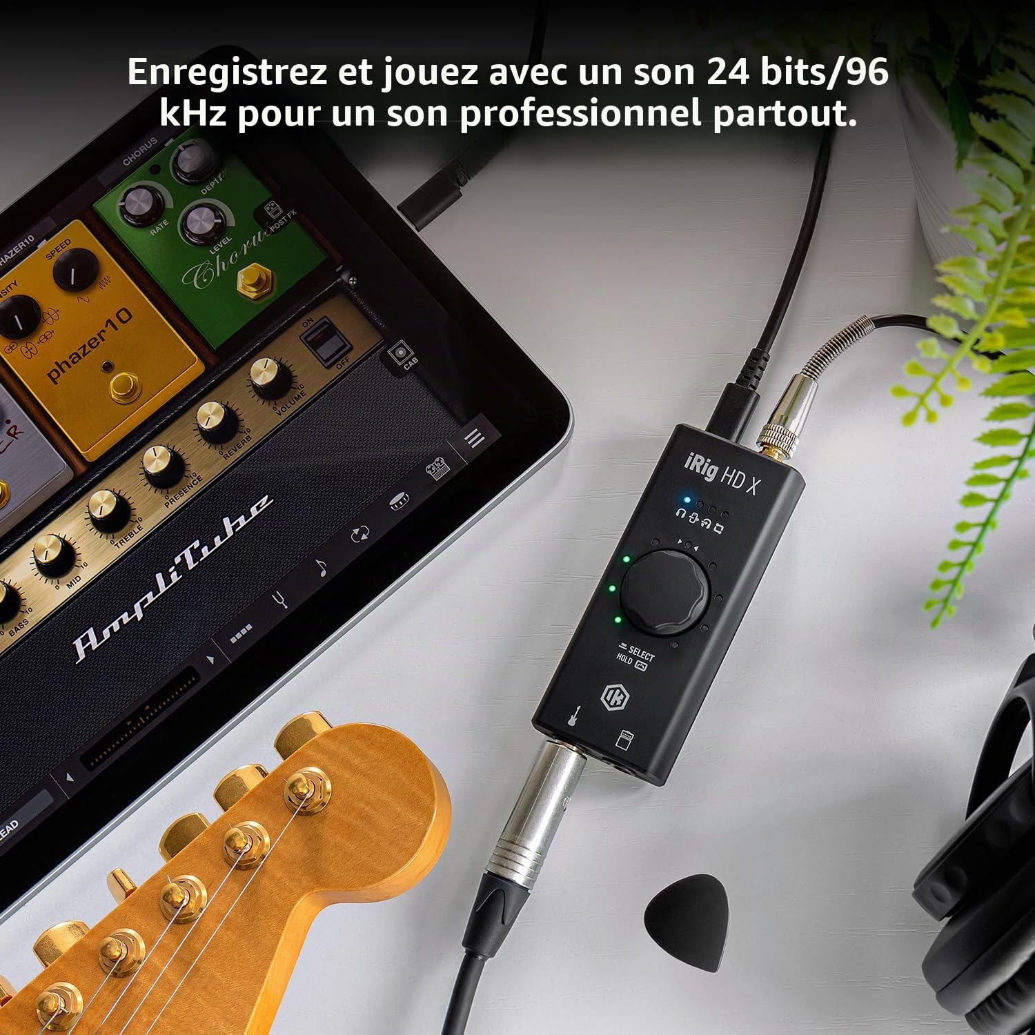 Interface audio de guitare iRig HD X pour iPhone, iPad, Mac, iOS et PC avec câbles USB-C, Lightning et USB et enregistrement de musique 24 bits 96 kHz