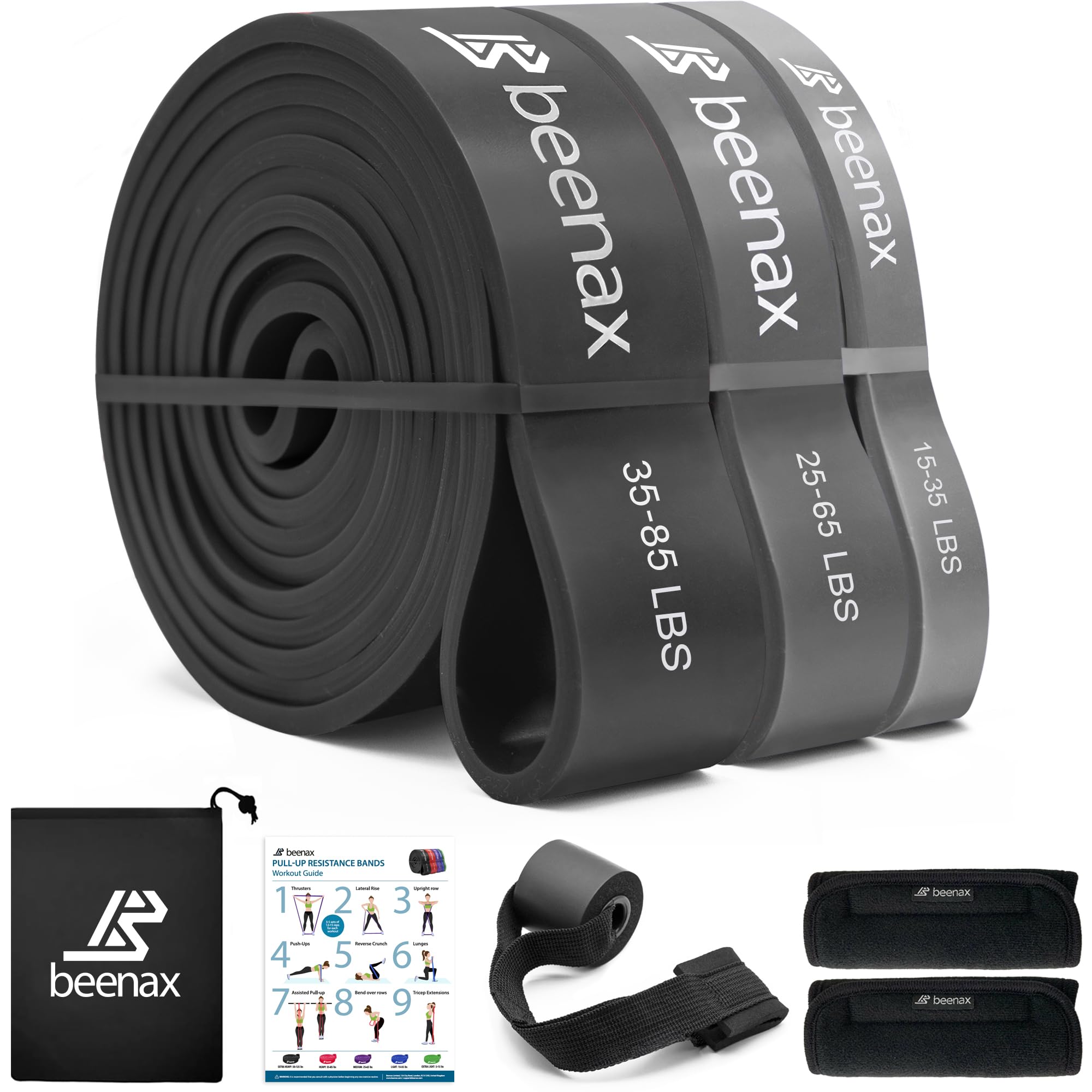 BeenaxResistance Bands Pull Up Set, 5 Levels Exercise Bands Men Women for Calisthenics, Powerlifting, Bodyweight Training, Stretching, Mobility, Yoga, Pull Up Assistance Bands