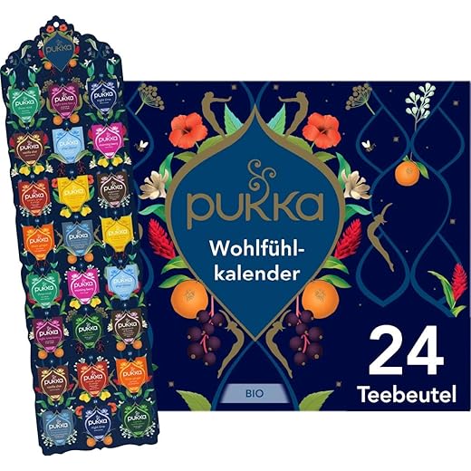 Pukka | Wohlfühlkalender | "Blau" | Bio-Kräutertee | Umweltfreundlich | Keine Schokolade | Milchfrei | 24 Teebeutel | 21 Tee-Varianten