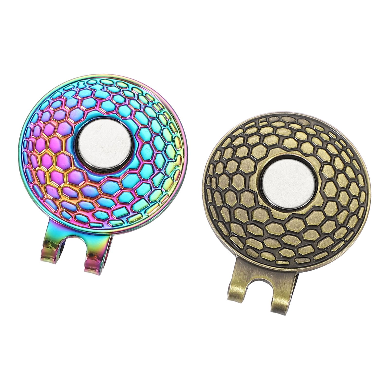 PATIKIL Golf Hat Clip, 2 Pack Metal Cap Clamp with Magnetic Removable Ball Marker Holder Golf Accessories for (Women & Men), Iridescent, Bronze